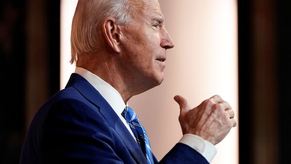 Tổng thống đắc cử Hoa Kỳ Joe Biden có bài phát biểu trước Lễ Tạ ơn tại trụ sở chuyển tiếp của ông ở Wilmington, Delaware, Hoa Kỳ, ngày 25 tháng 11 năm 2020 - Sputnik Việt Nam