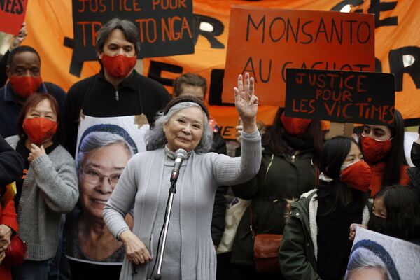 Bà Trần Tố Nga tại cuộc mít tinh ở Paris bày tỏ sự ủng hộ các nạn nhân của chất độc da cam trong chiến tranh Việt Nam - Sputnik Việt Nam