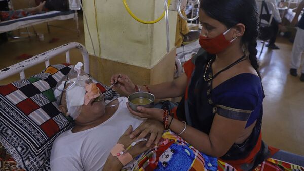 Bệnh nhân mắc bệnh mucormycosis (nấm đen) ở Ấn Độ. - Sputnik Việt Nam