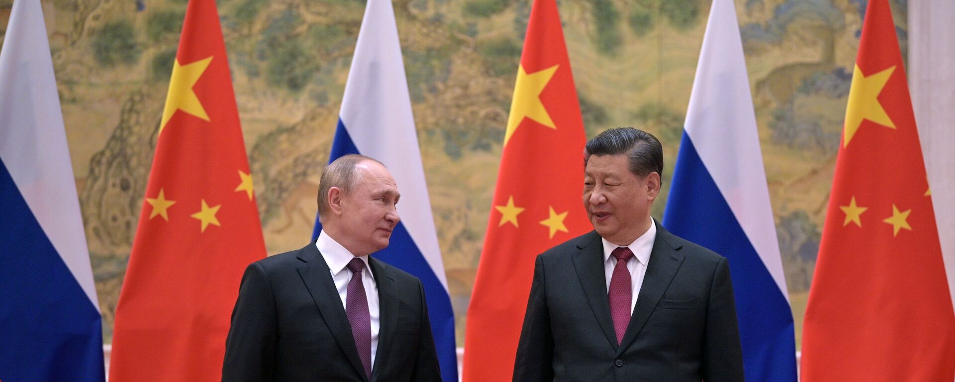 Tổng thống Nga Vladimir Putin và Chủ tịch Trung Quốc Tập Cận Bình trong cuộc gặp tại nhà khác quốc gia Diaoyutai ở Bắc Kinh - Sputnik Việt Nam, 1920, 19.03.2022