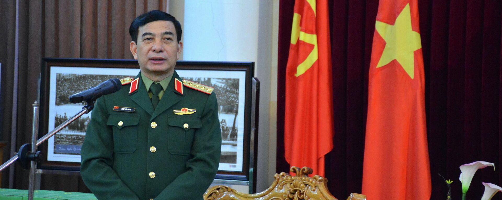 Đại tướng Phan Văn Giang, Bộ trưởng Bộ Quốc phòng phát biểu chúc Tết tỉnh Nam Định - Sputnik Việt Nam, 1920, 15.02.2022