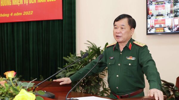 Thượng tướng Hoàng Xuân Chiến, Thứ trưởng Bộ Quốc phòng phát biểu chỉ đạo hội nghị - Sputnik Việt Nam