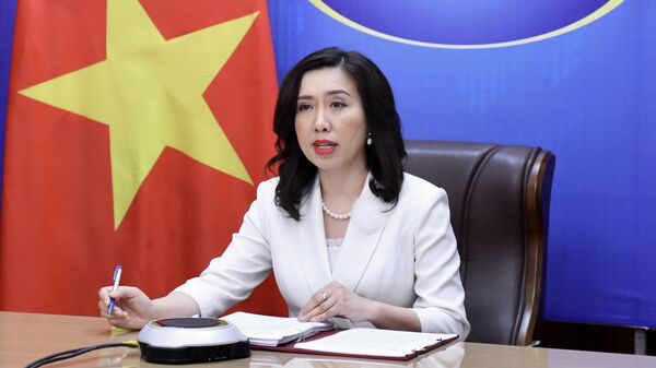 Người phát ngôn Bộ Ngoại giao Lê Thị Thu Hằng chủ trì phiên họp thường kỳ của Bộ Ngoại giao - Sputnik Việt Nam