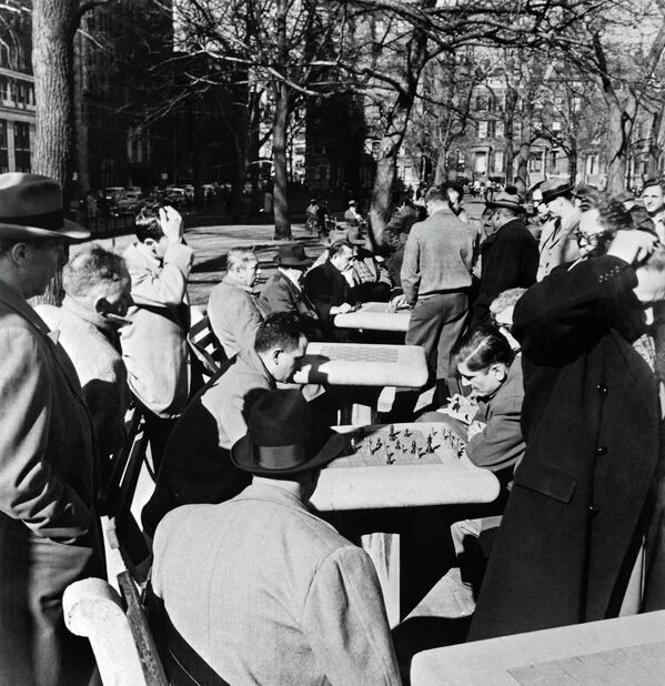 Mọi người chơi cờ trong công viên ở New York. - Sputnik Việt Nam