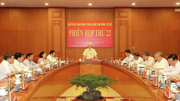 Tổng Bí thư Nguyễn Phú Trọng chủ trì Phiên họp thứ 22 Ban Chỉ đạo Trung ương về phòng, chống tham nhũng, tiêu cực  - Sputnik Việt Nam