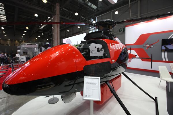 Máy bay trực thăng vận tải không người lái Aeromax SH-750 tại Triển lãm Quốc tế về ngành công nghiệp trực thăng HeliRussia 2023 trong Trung tâm Bảo tàng-Triển lãm quốc tế «Crocus Expo». - Sputnik Việt Nam
