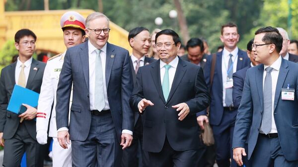 Thủ tướng Phạm Minh Chính chủ trì Lễ đón Thủ tướng Australia Anthony Albanese thăm chính thức Việt Nam - Sputnik Việt Nam