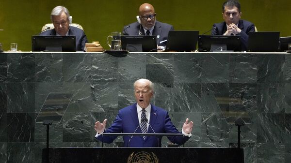 Tổng thống Mỹ Joe Biden phát biểu tại Đại hội đồng Liên Hợp Quốc lần thứ 78   - Sputnik Việt Nam