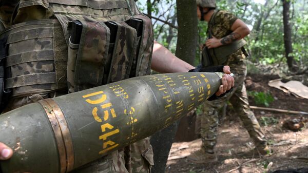 Quân Ukraina mang theo đạn 155mm để bắn từ M777 - Sputnik Việt Nam