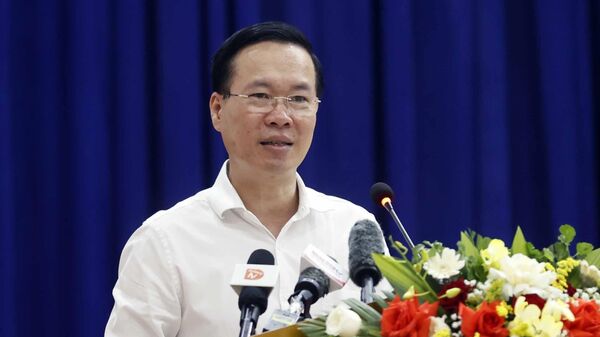 Chủ tịch nước Võ Văn Thưởng tiếp xúc cử tri huyện Hoà Vang.  - Sputnik Việt Nam