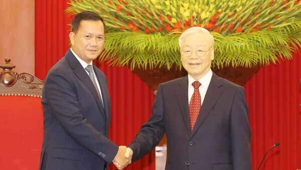 Tổng Bí thư Nguyễn Phú Trọng tiếp Thủ tướng Vương quốc Campuchia Samdech Hun Manet  - Sputnik Việt Nam