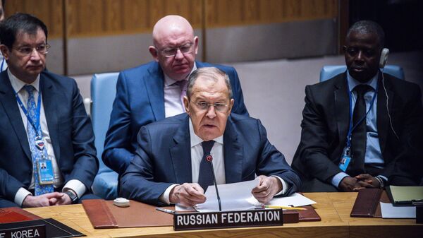 Sergei Lavrov tại cuộc họp của Hội đồng Bảo an tại trụ sở Liên hợp quốc - Sputnik Việt Nam