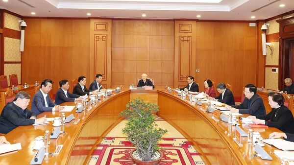 Tổng Bí thư Nguyễn Phú Trọng chủ trì phiên họp đầu tiên Tiểu ban Nhân sự Đại hội XIV của Đảng - Sputnik Việt Nam