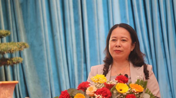 Quyền Chủ tịch nước Võ Thị Ánh Xuân phát biểu tại Hội nghị. - Sputnik Việt Nam