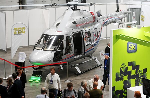 Trực thăng &quot;Ansat&quot;- Trực thăng đa năng hạng nhẹ của Nga được phát triển bởi phòng thiết kế của Nhà máy Trực thăng Kazan (KVZ), được giới thiệu tại Triển lãm quốc tế lần thứ XVII về công nghiệp trực thăng HeliRussia trong Trung tâm triển lãm quốc tế &quot;Crocus Expo&quot; - Sputnik Việt Nam