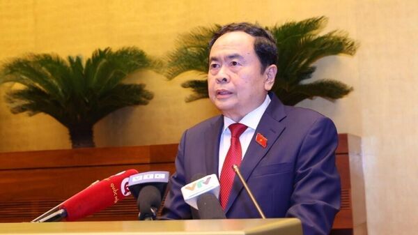 Chủ tịch Quốc hội Trần Thanh Mẫn phát biểu chỉ đạo tại Lễ ra mắt cuốn sách của Tổng Bí thư Nguyễn Phú Trọng - Sputnik Việt Nam