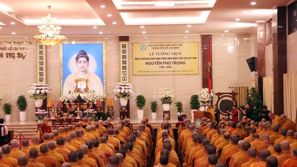 Giáo hội Phật giáo Việt Nam TP. Hồ Chí Minh tổ chức lễ viếng Tổng Bí thư Nguyễn Phú Trọng - Sputnik Việt Nam