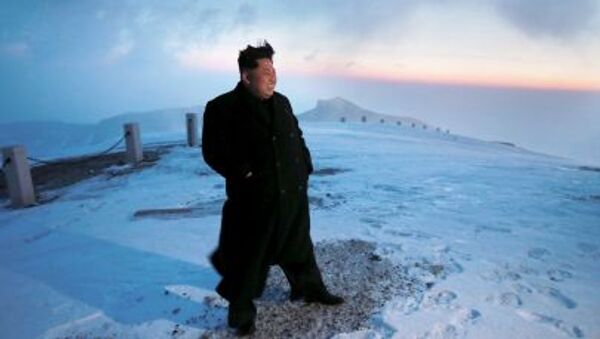 Lãnh tụ Bắc Triều Tiên Kim Jong-un trên đỉnh núi Bạch Đầu - Sputnik Việt Nam