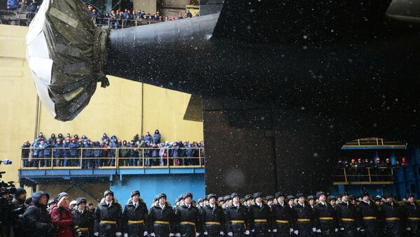 Hạ thủy tàu ngầm hạt nhân “Kazan” của đề án “Yasen-M”. - Sputnik Việt Nam