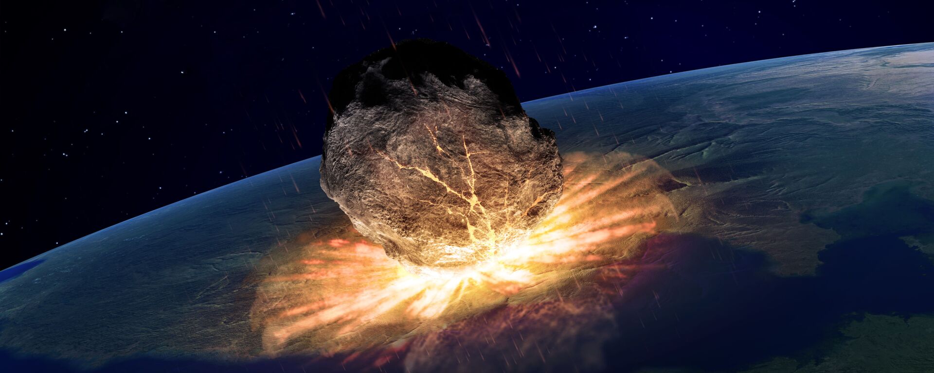 Иллюстрация падения астероида на Землю  - Sputnik Việt Nam, 1920, 03.10.2022