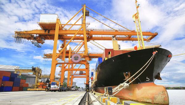 Chất container lên tàu vận tải hàng - Sputnik Việt Nam