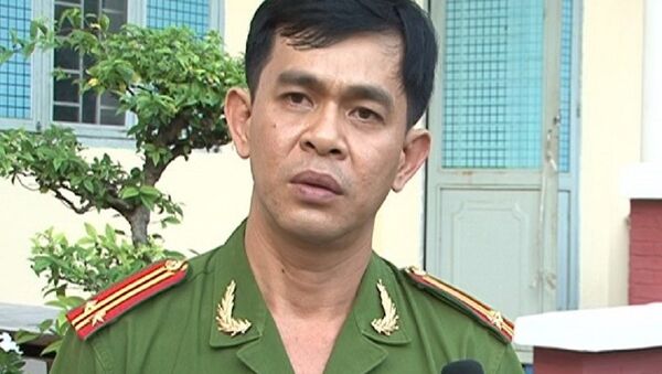 Trung tá Nguyễn Thành Nhân - đội trưởng đội 8 trong lần trả lời báo chí về các nhóm lừa đảo sử dụng công nghệ ca - Sputnik Việt Nam