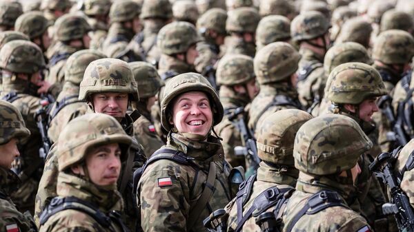Польские солдаты перед церемонией приветствия пехотинцев НАТО - Sputnik Việt Nam