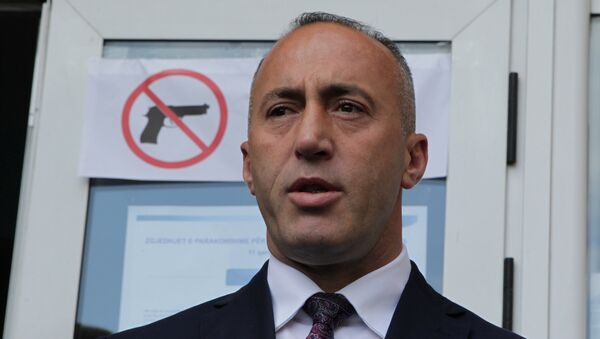 Ramush Haradinaj, candidate for Prime Minister, of the coalition of the former Kosovo Liberation Army (KLA) commanders AAK, PDK and NISMA speaks before the press during the Parliamentary elections in Pristina, Kosovo June 11, 2017.  - Sputnik Việt Nam