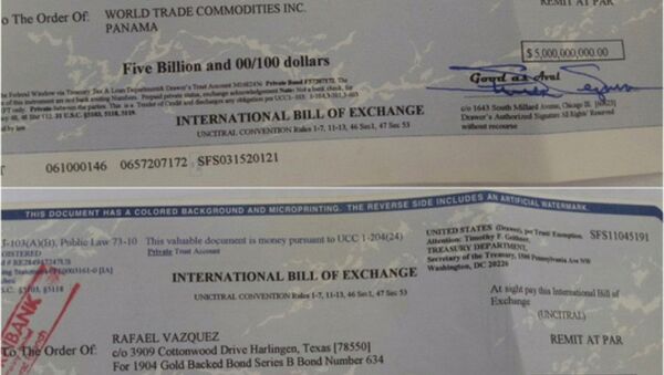 Hai tờ hối phiếu mà tỉ phú USD dỏm mang sang Việt Nam. Ảnh: Công an cung cấp - Sputnik Việt Nam
