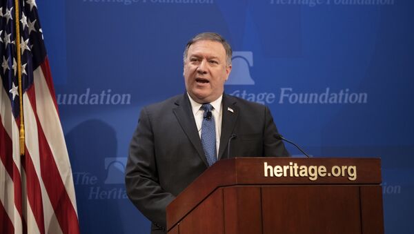 Secretary of State Mike Pompeo speaks at the Heritage Foundation, a conservative public policy think tank, in Washington, Monday, May 21, 2018 - Sputnik Việt Nam