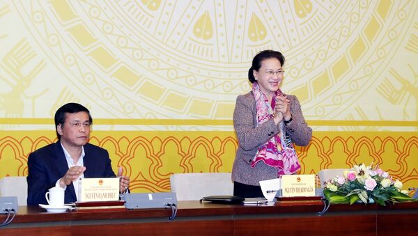 Chủ tịch Quốc hội Nguyễn Thị Kim Ngân phát biểu tại buổi gặp. - Sputnik Việt Nam