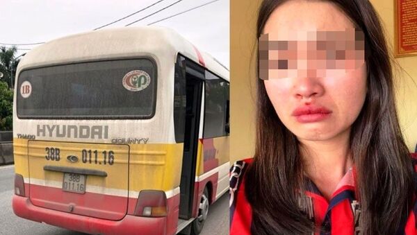 Chị Hoài bị hành hung sau khi chụp ảnh chiếc xe nhái xe bus BKS 38B - 01116 lạng lách, đánh võng - Sputnik Việt Nam