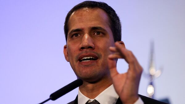 Venezuelan opposition leader Juan Guaido, who many nations have recognized as the country's rightful interim ruler, gestures during a news conference at the San Martin Palace in Buenos Aires, Argentina March 1, 2019 - Sputnik Việt Nam