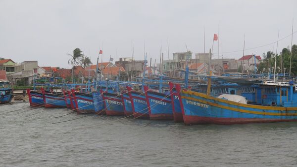 Các tàu thuyền đánh bắt thủy sản neo đậu tránh bão tại cảng cá Đông Tác, phường Phú Đông, thành phố Tuy Hòa. - Sputnik Việt Nam