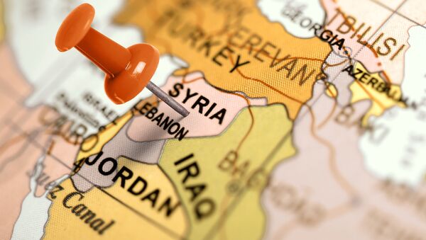 Bản đồ của Trung Đông: Syria được đánh dấu bằng ghim giấy - Sputnik Việt Nam